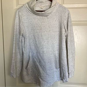 Eileen Fisher Cowl Neck Cowlneck Sweatshirt Sweater White and Black Heather